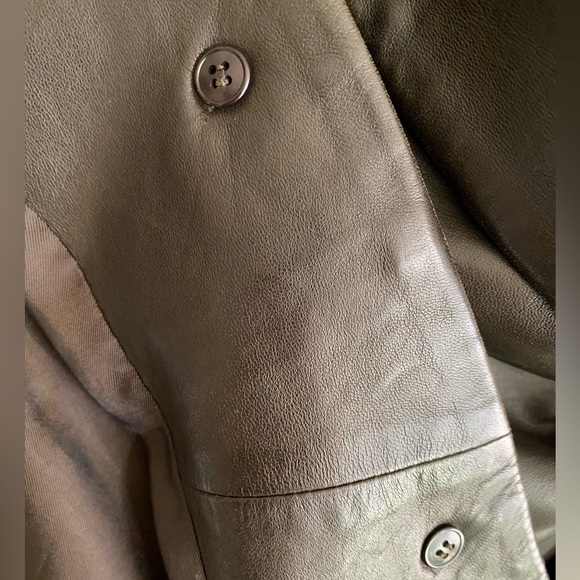 Vintage Gucci Chocolate Brown Leather Blazer Coat sz 42 - Picture 6 of 16